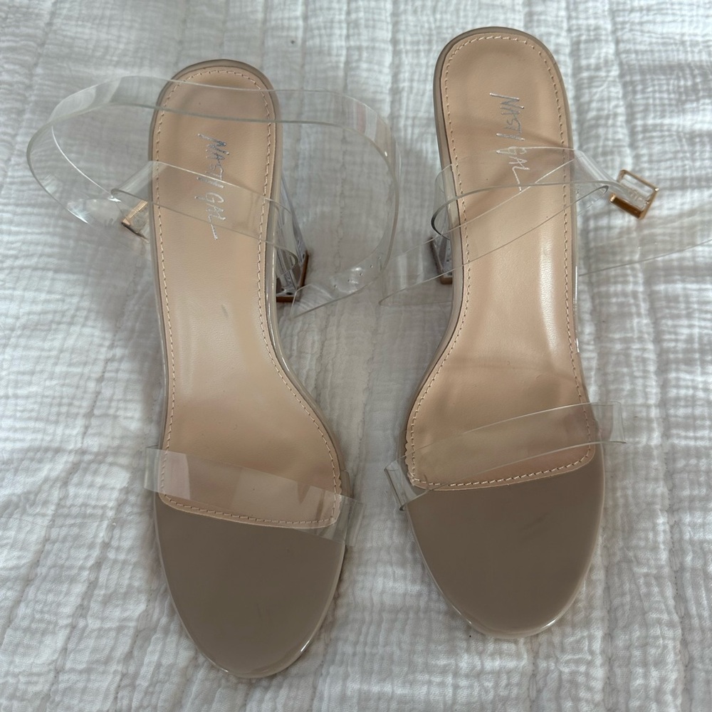 Nasty Gal Clear Strap Nude Heels